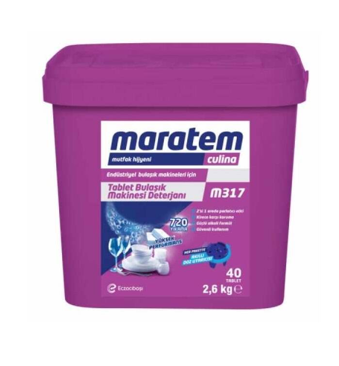Maratem M317 Tablet End. Bulaşık Mak. Deterjanı 40 Tablet Kovalı 7900945 - 1
