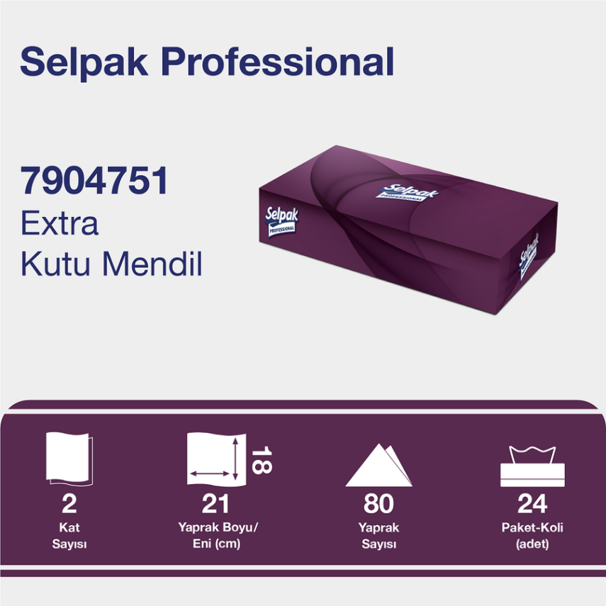 Selpak Professional Extra Kutu Mendil 18x21cm 80 Yaprak - 2